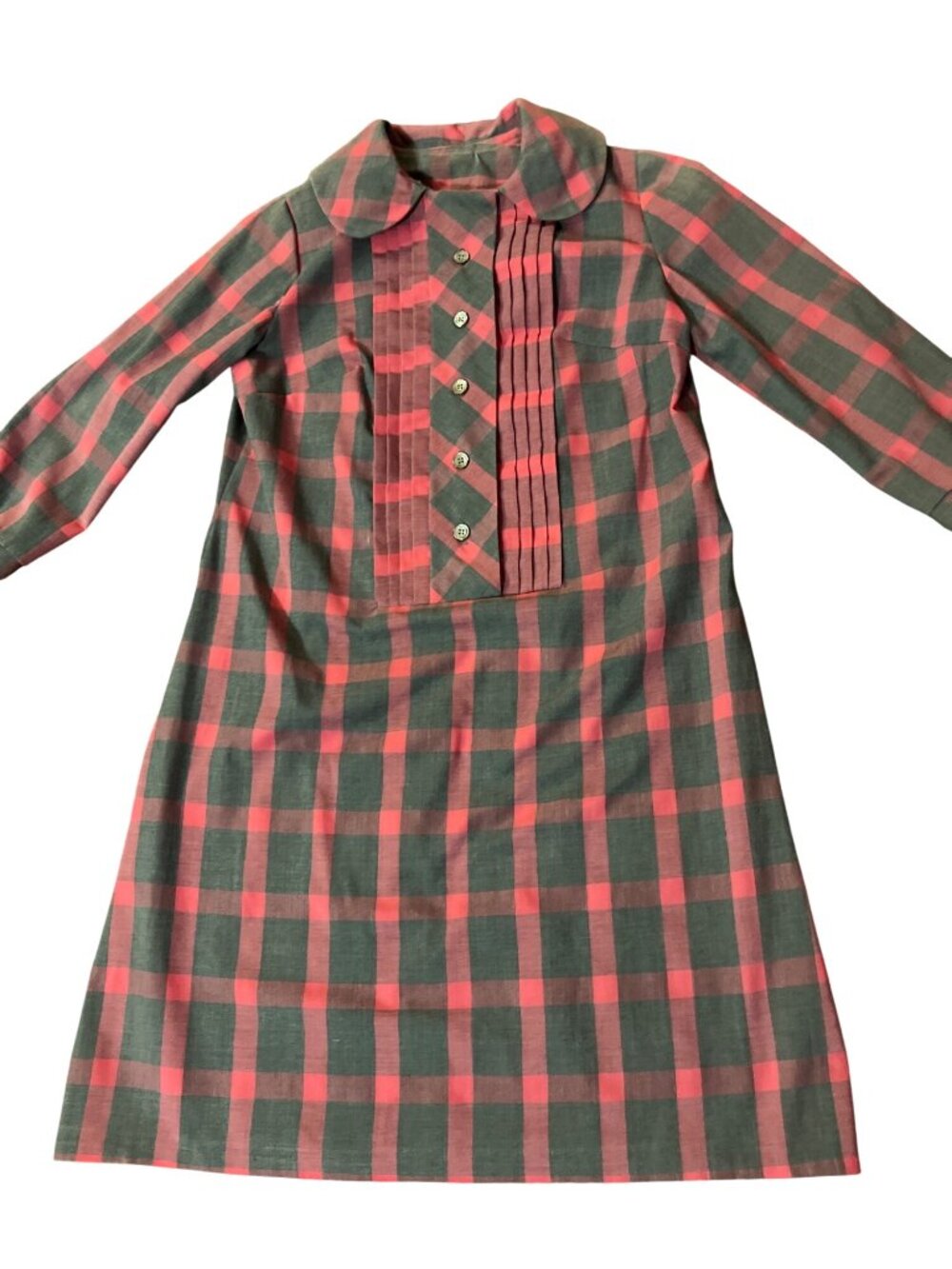 Vintage Handmade Plaid Dress Tunic Peter Pan Collar Womens S? Used - Picture 11 of 16